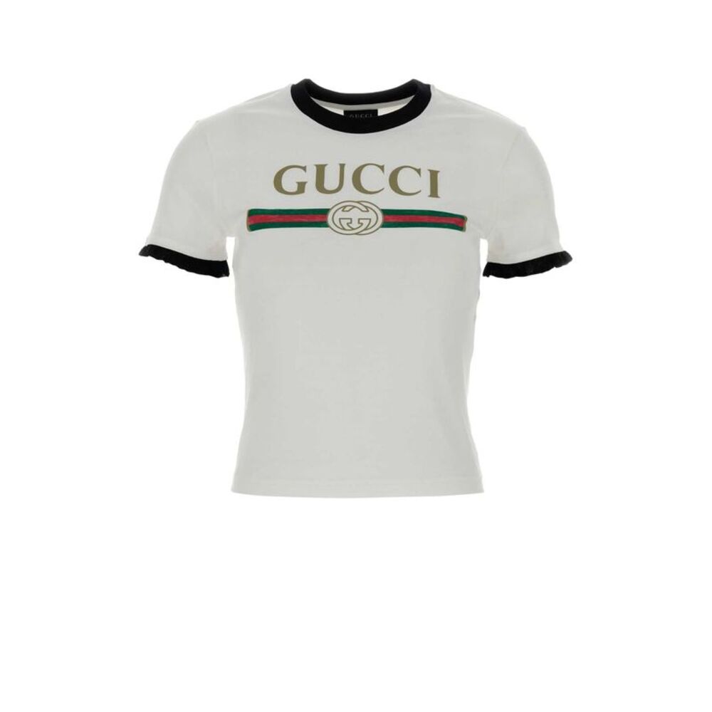 Gucci Women White Cotton T-Shirt